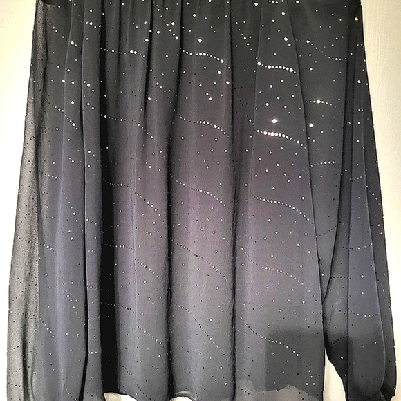 Billie & Blossom Gray Chiffon Lined Sparkle Blouse L/XL - Picture 6 of 9